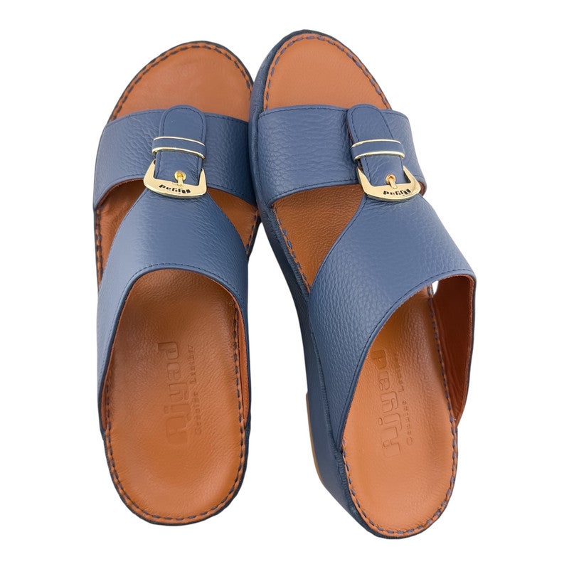 AJYAD Handmade Arabic Sandals For Men | Outdoor Mens Slippers | Everyday Flip Flops Open Toe | Arabic Genuine Shamwa Leather | New Design | Tan Footbed | Comfortable & LightWeight - Image 2